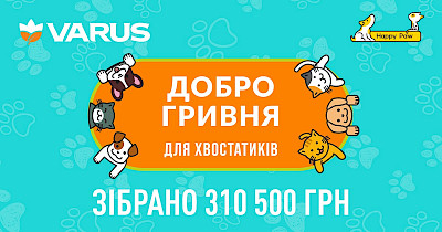 Доброгривня для хвостатиків: Varus з клієнтами зібрали 310 500 грн на корм для безпритульних тварин 