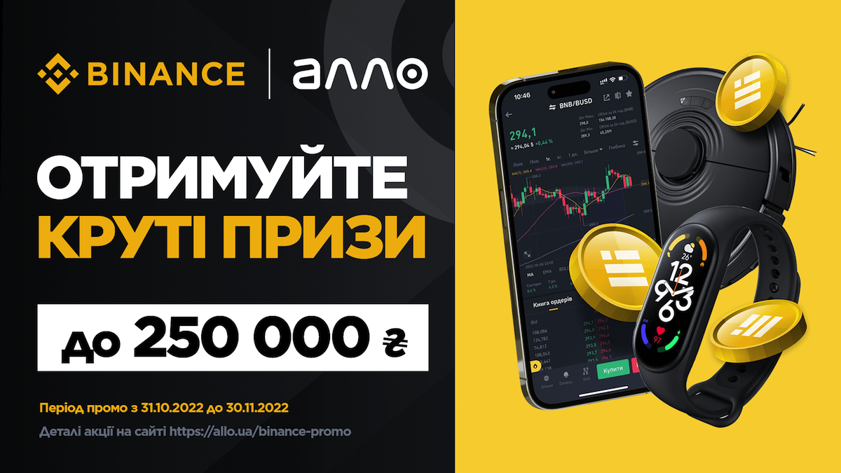 Виграйте iPhone 14 та 250 BUSD в акції Алло та Binance  