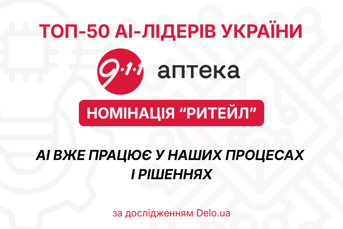 Аптека 9-1-1 — серед топ-50 AI-лідерів українського бізнесу