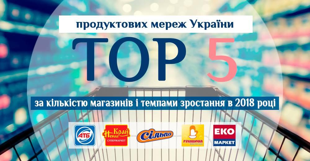 Топ-5 продуктових мереж України за кількістю магазинів і темпам відкриттів в 2018 році