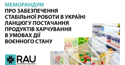 Повний текст Меморандуму торговельних мереж про забезпечення стабільної роботи в Україні ланцюгу постачання продуктів харчування в умовах дії воєнного стану