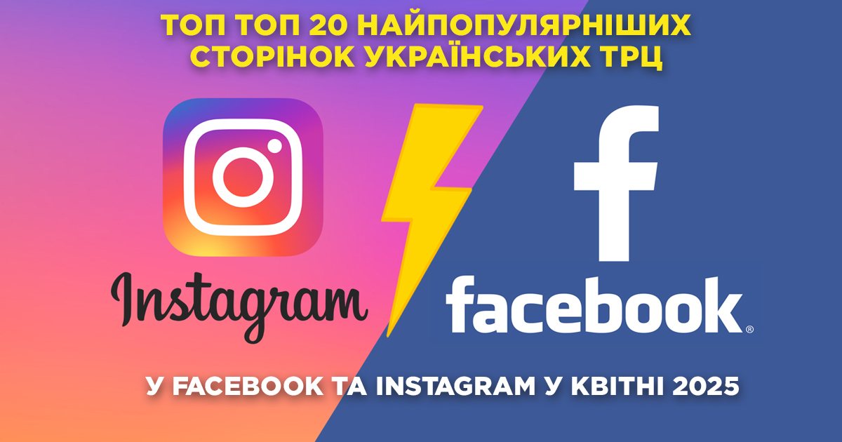 Топ-20 сторінок українських ТРЦ у Facebook та Instagram у квітні 2025 року